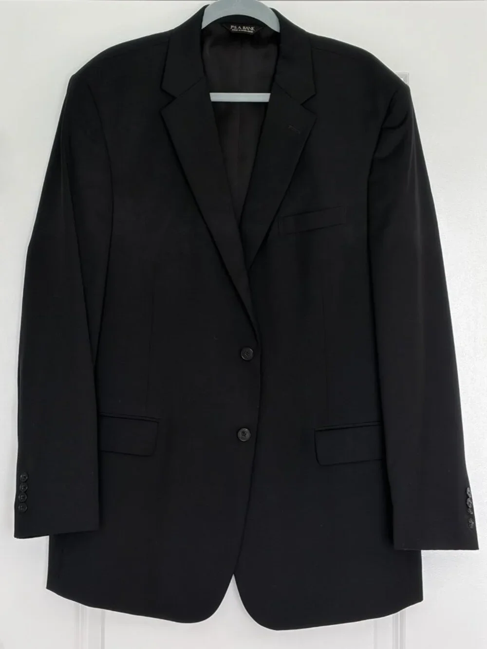 Jos A Bank Men's 100% Wool Blazer, Sports Coat/Jacket Black Preppy 46L READ